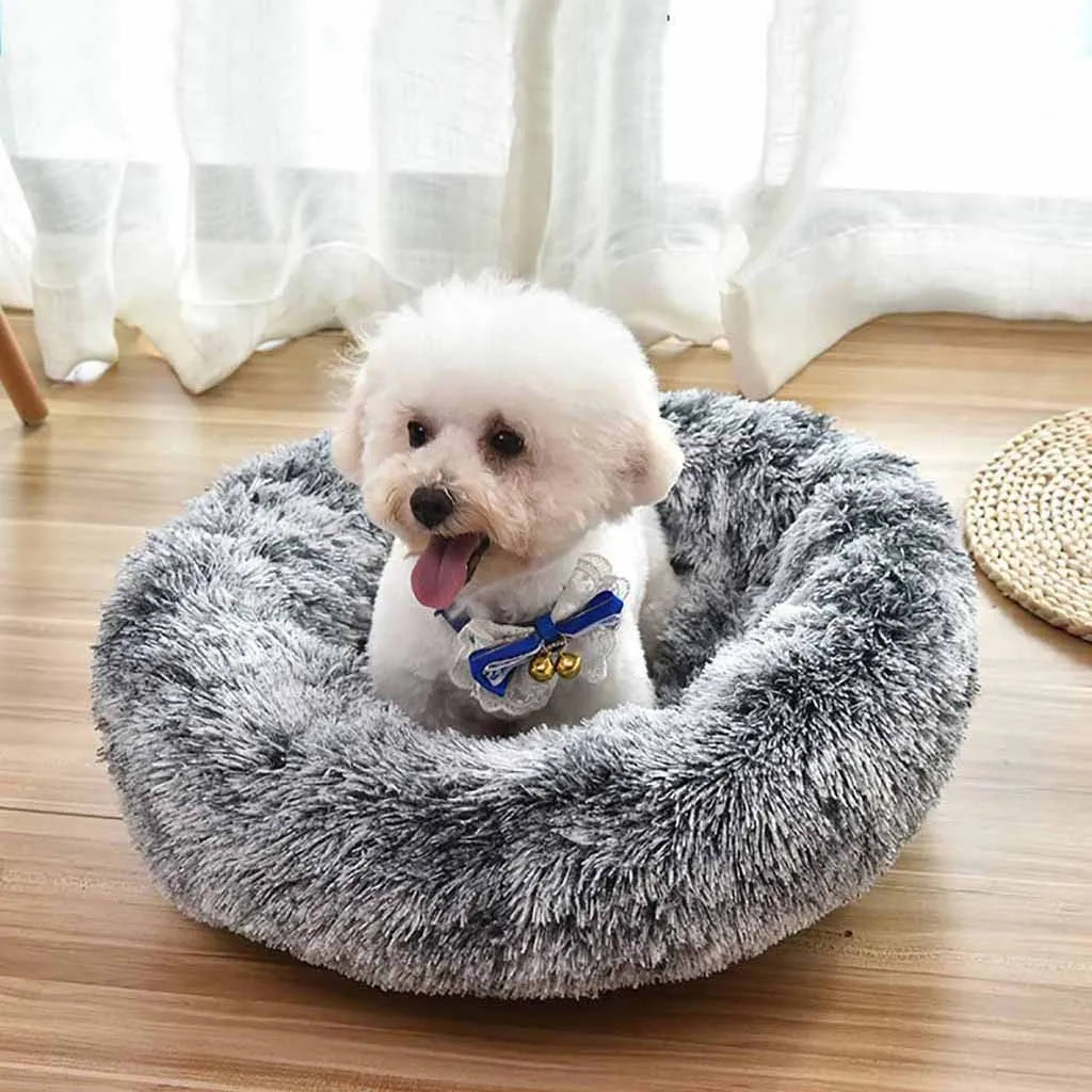 Fluffy Round Pet Bed – Soft Plush Mat for Cats & Dogs