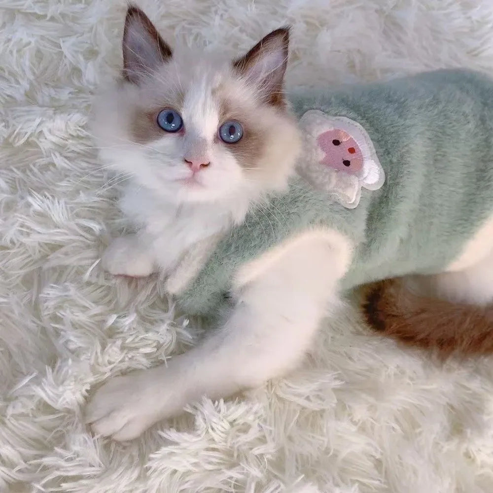 Knit Cat Sweater Vest – Soft Pullover Kitten Clothes S–XL