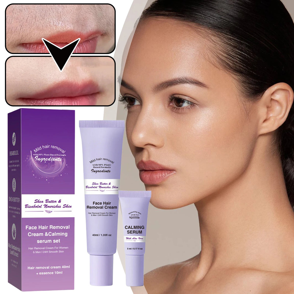 Misscheering Facial Hair Removal Cream – All Skin Types