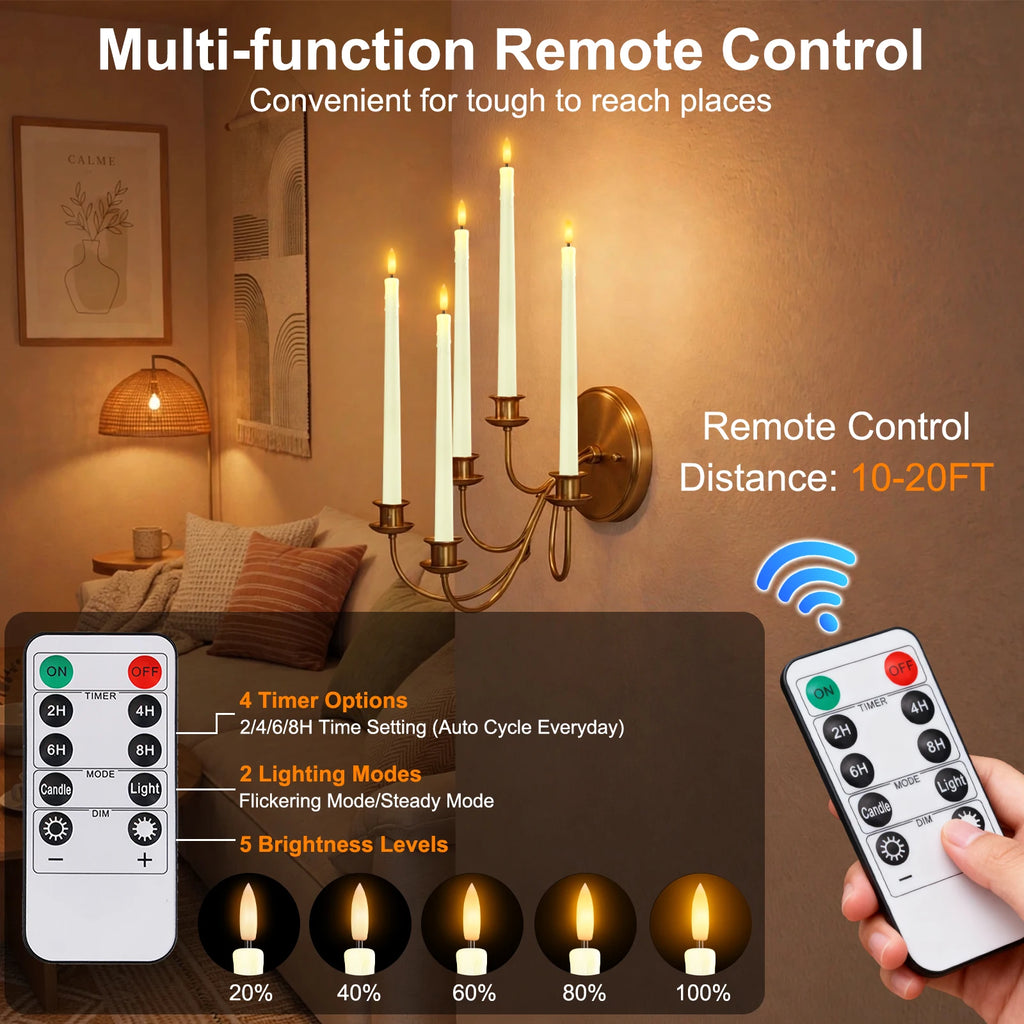 Flameless LED Taper Candles 12/24 Pack with Remote & Timer