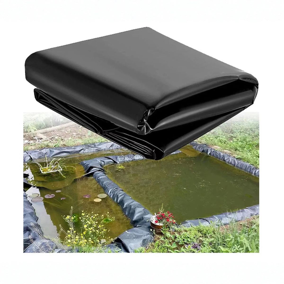 Fish Pond Liner Waterproof Geomembrane 0.2mm 1.2×2.1m Black