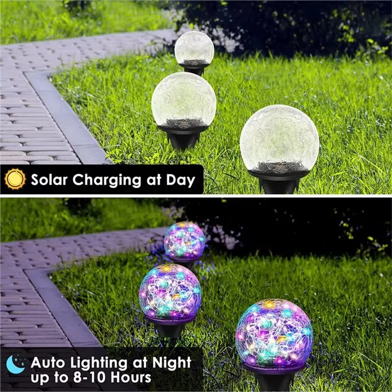 Solar Garden Ball Light – Cracked Glass Landscape Lamp 10cm