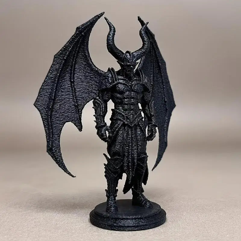 3D Printed Demon Warrior Figurine – Winged Devil Statue Decor