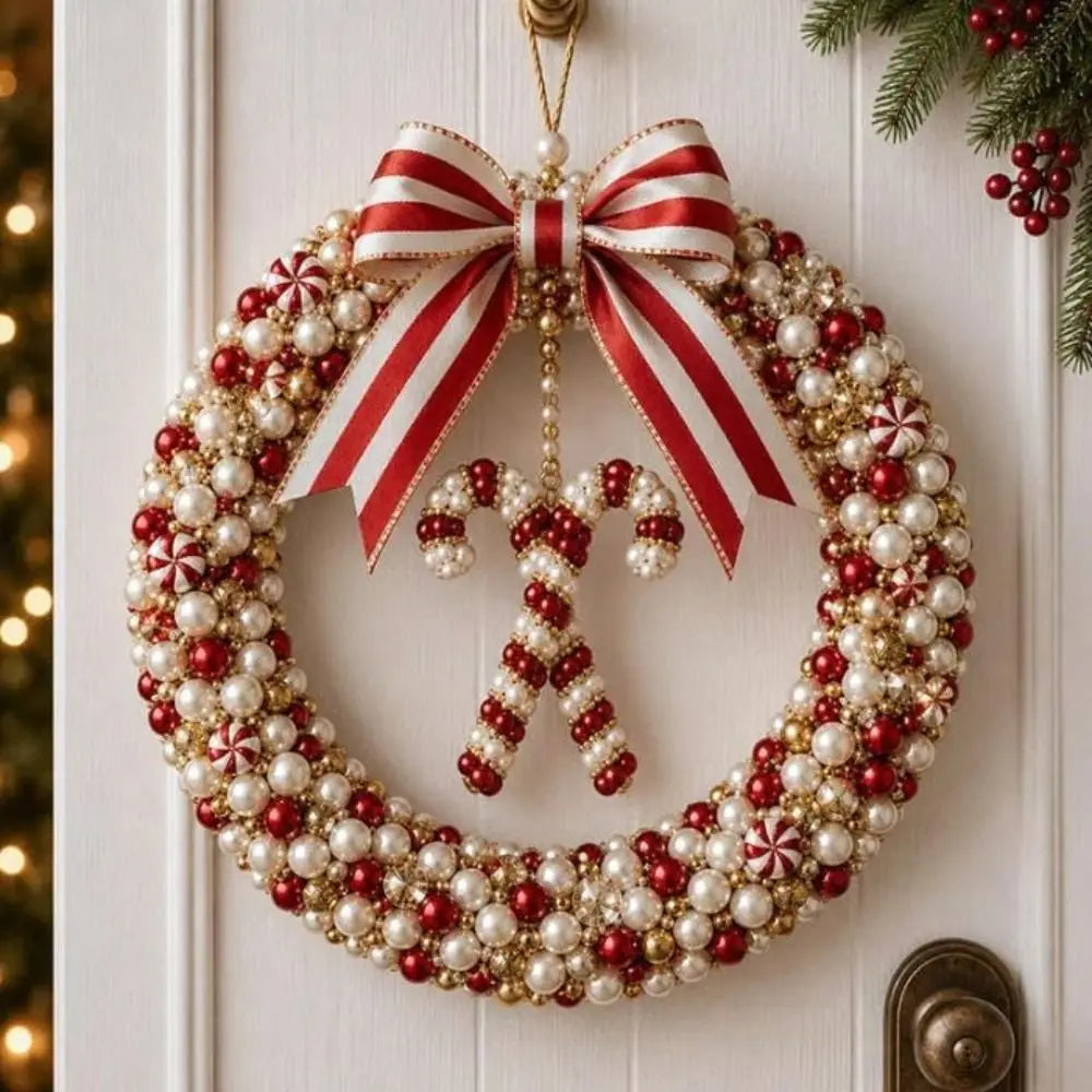 DIY Beaded Pearl Christmas Wreath Kit – 30cm Festive Craft