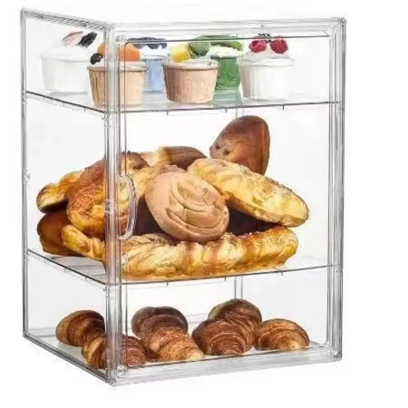 Stackable Clear Bread Display Case 1–4 Tier Dustproof Food Storage