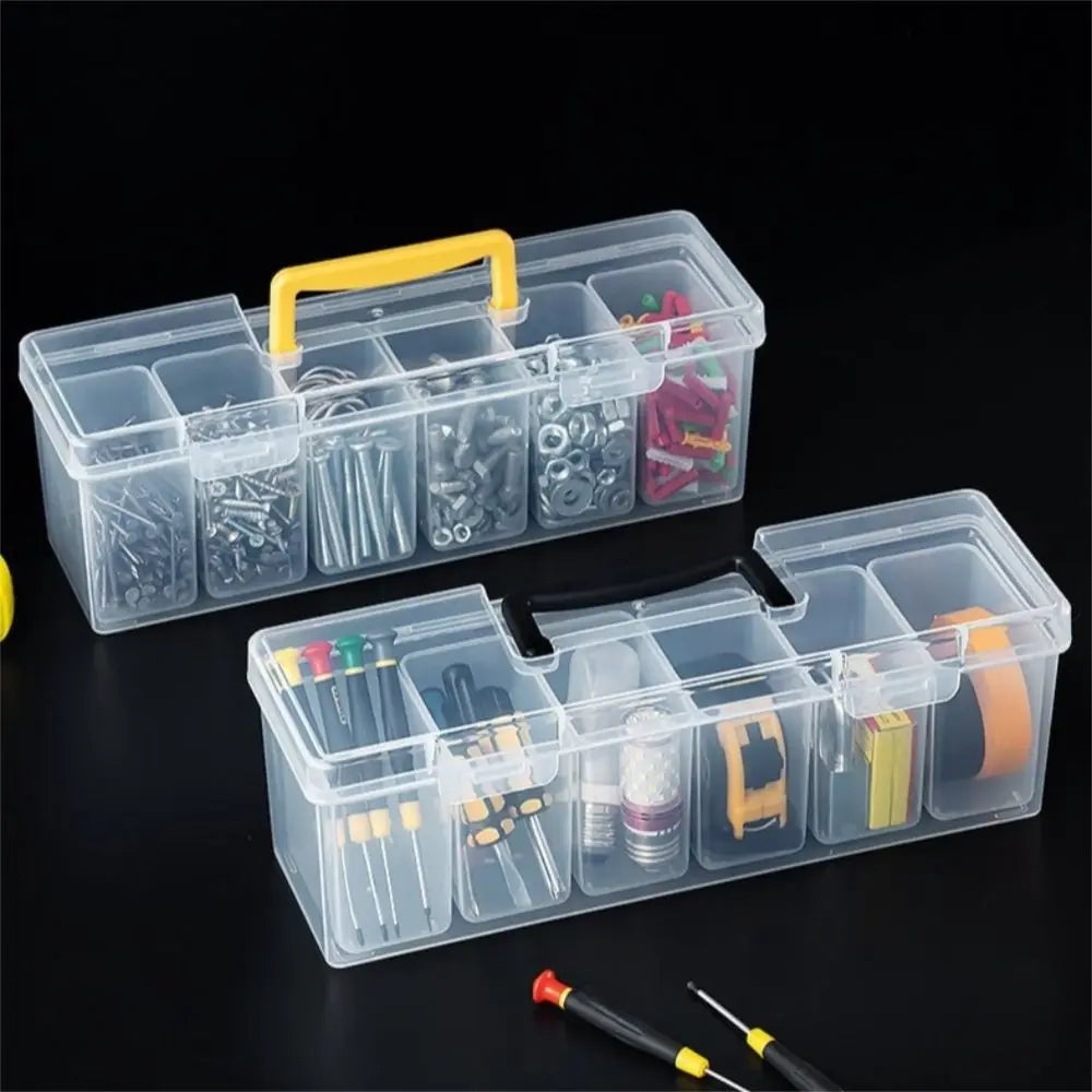 Transparent 6-Compartment Plastic Tool Storage Box Organizer