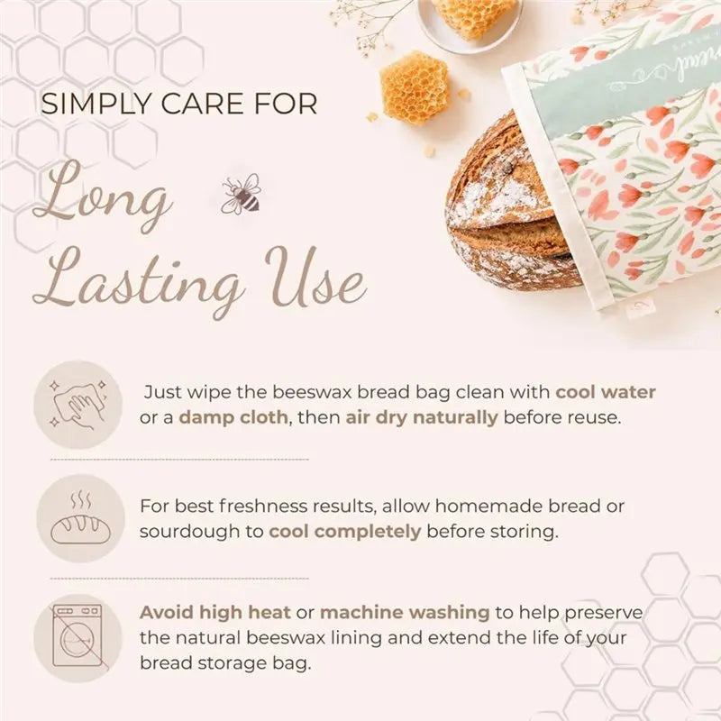 XL Reusable Beeswax Bread Bags 2 Pack – Organic Linen Cotton