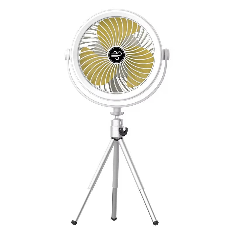 Rechargeable Camping Fan with LED Light | 3-Speed Portable