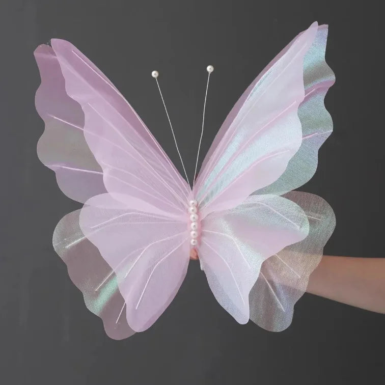 2-Pack 50cm 3D Gradient Silk Butterfly Decorations | Glitter Organza