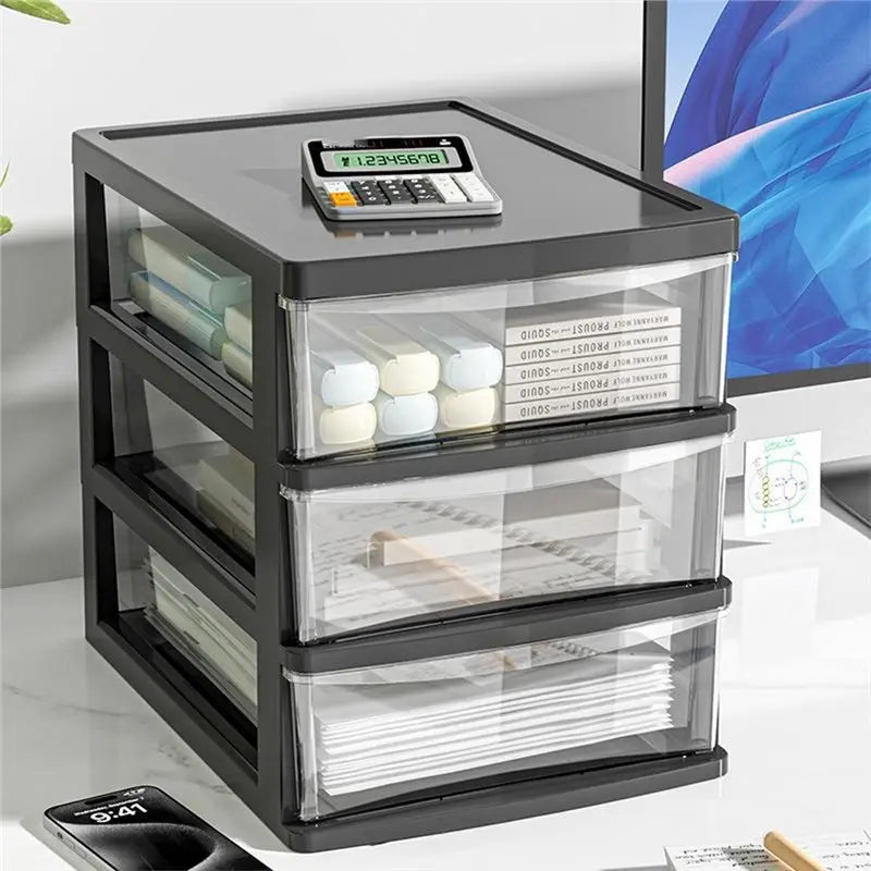 4-Layer Clear Desktop Storage Box with Drawer | Desk Organizer