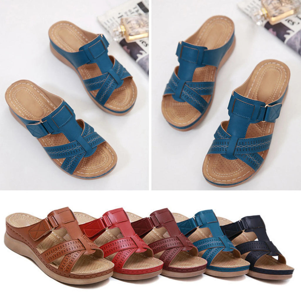 Women's Open Toe Wedge Sandals – Anti-Slip Breathable Flats