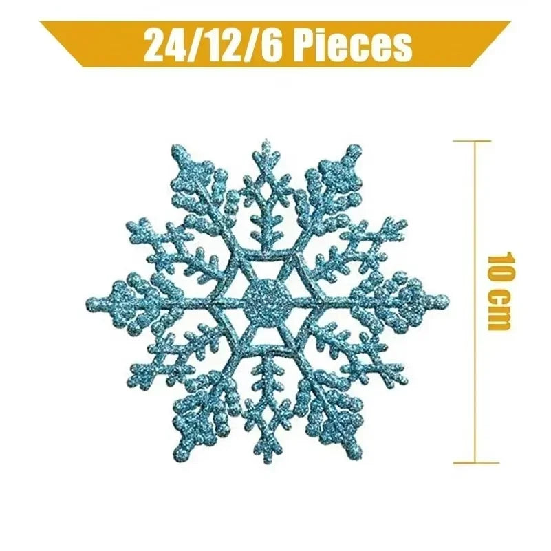 50-Pack Blue Glitter Snowflake Christmas Tree Ornaments