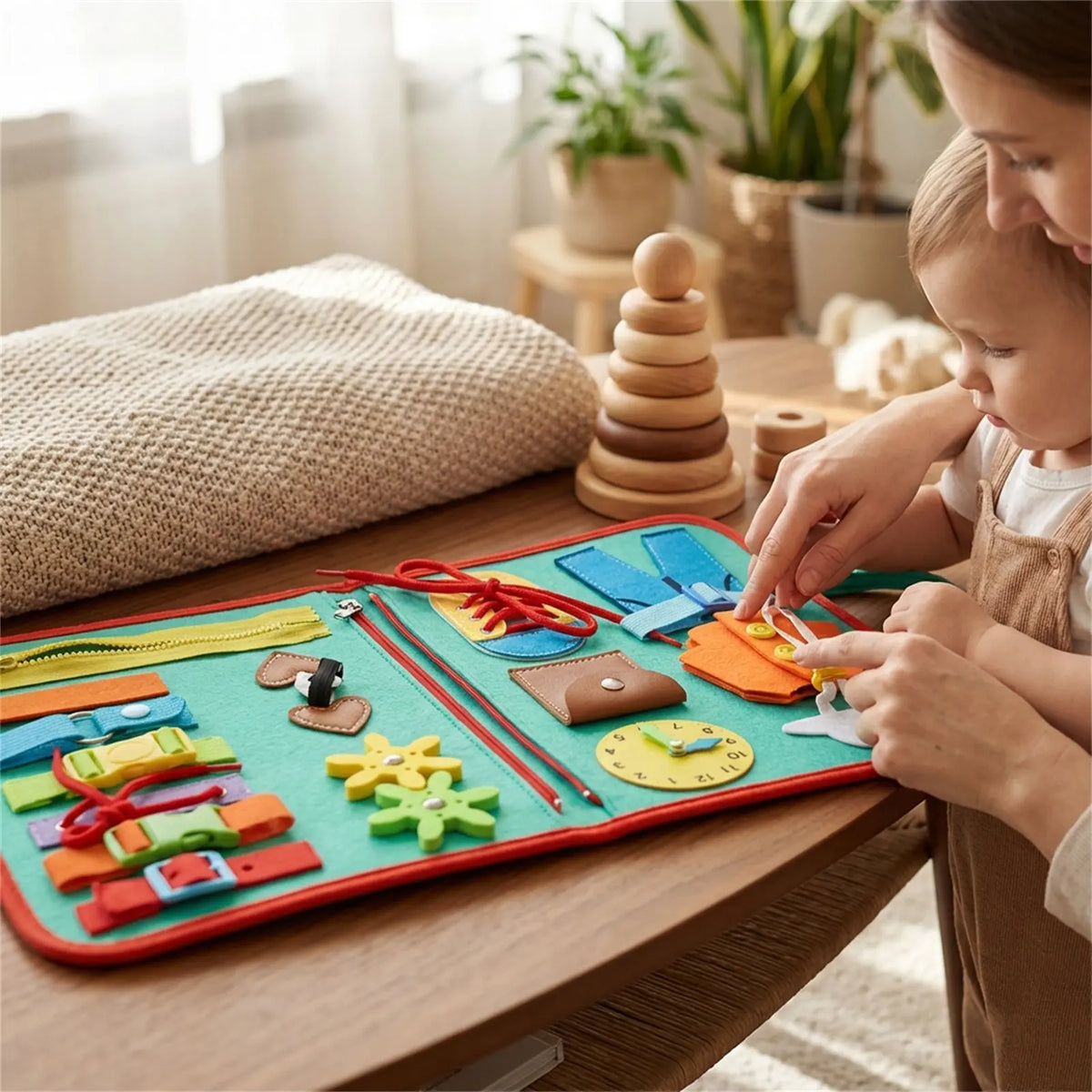 Felt Busy Board for Toddlers – Zipper, Buttons & Ties