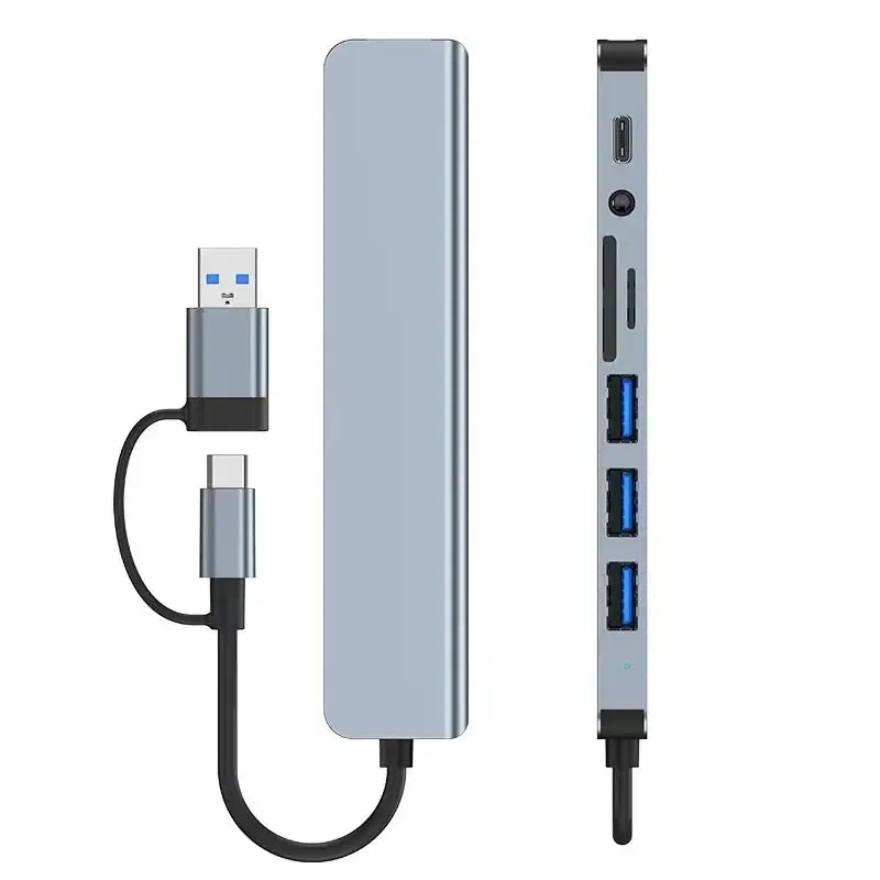 8-in-2 USB Hub Docking Station – USB C, 3.0, SD/TF Reader