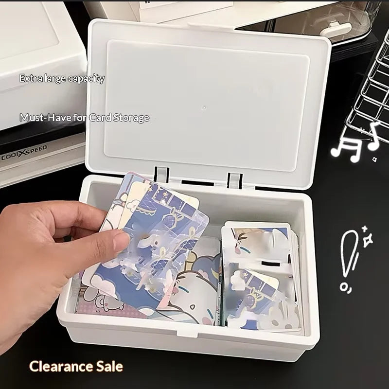 White Flip-Top Plastic Storage Box – Desk Organizer
