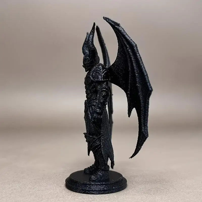 3D Printed Demon Warrior Figurine – Winged Devil Statue Decor