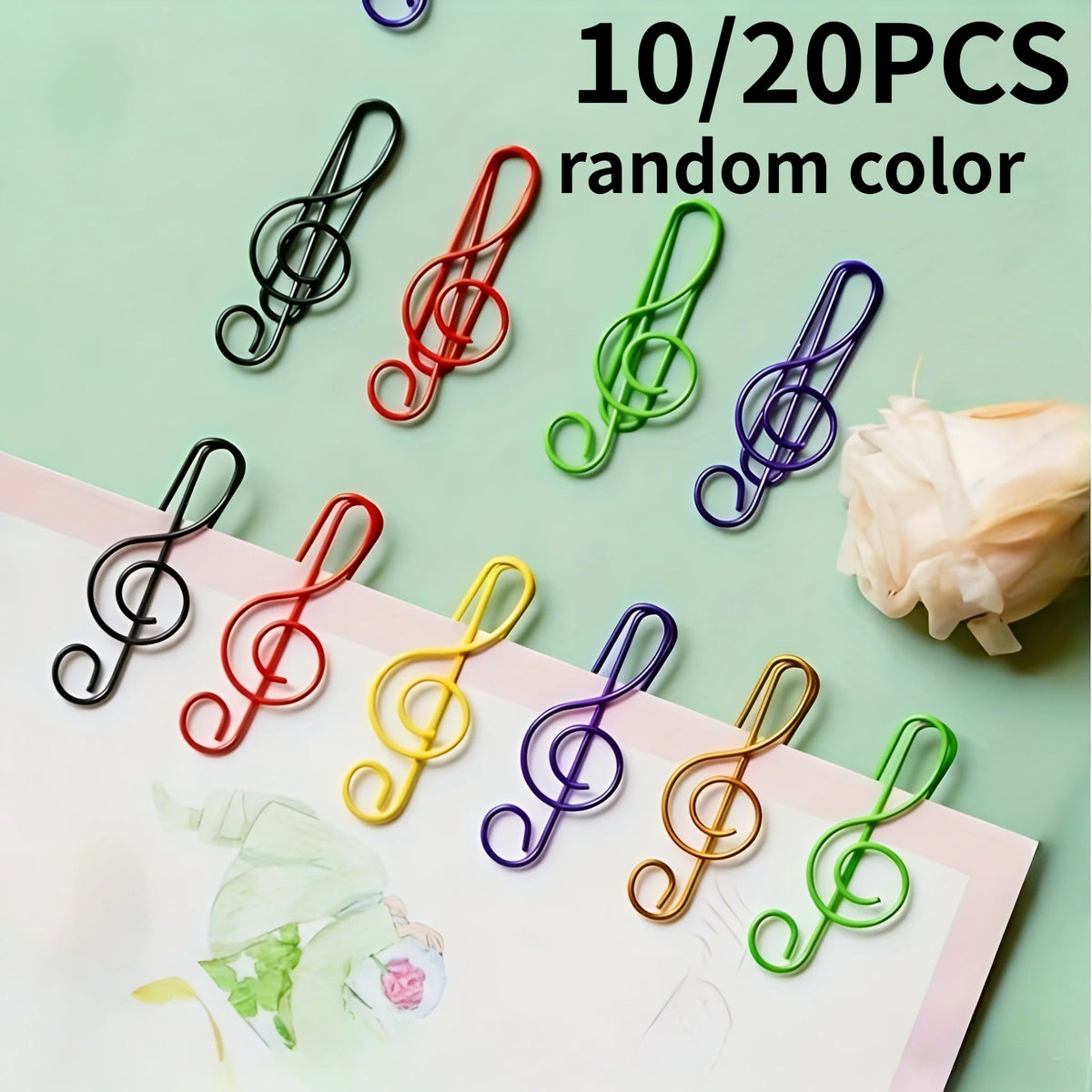 Music Note Paper Clips 10/20pcs – Colorful Bookmarks