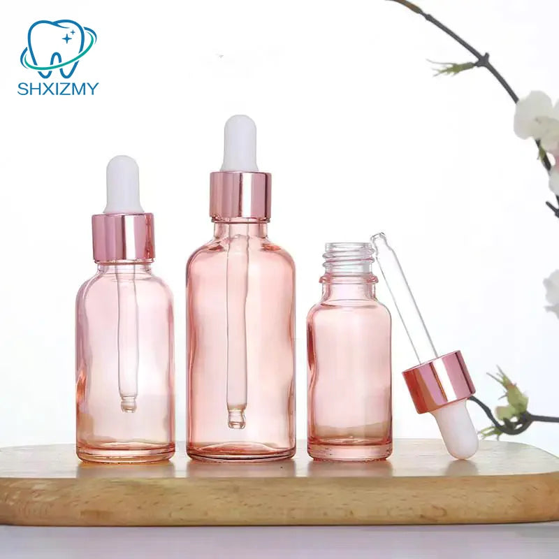 Glass Dropper Bottles 5–100ml Rose Gold Lid | Essential Oil