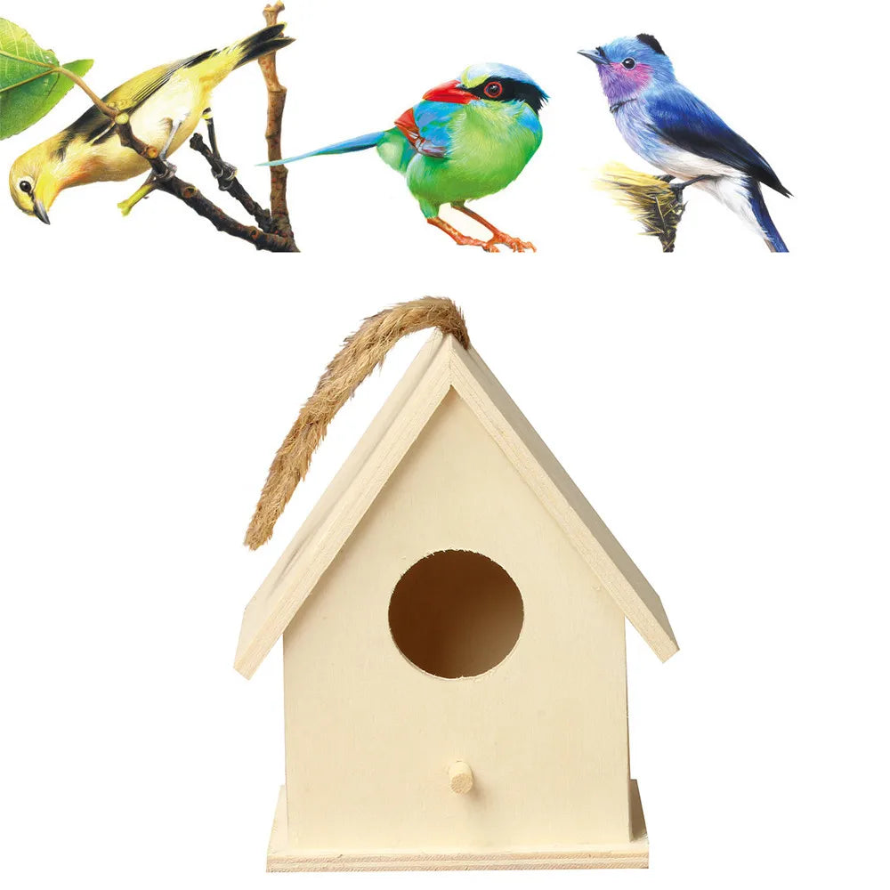 Wooden Hanging Birdhouse – Outdoor Garden Bird Nest Box