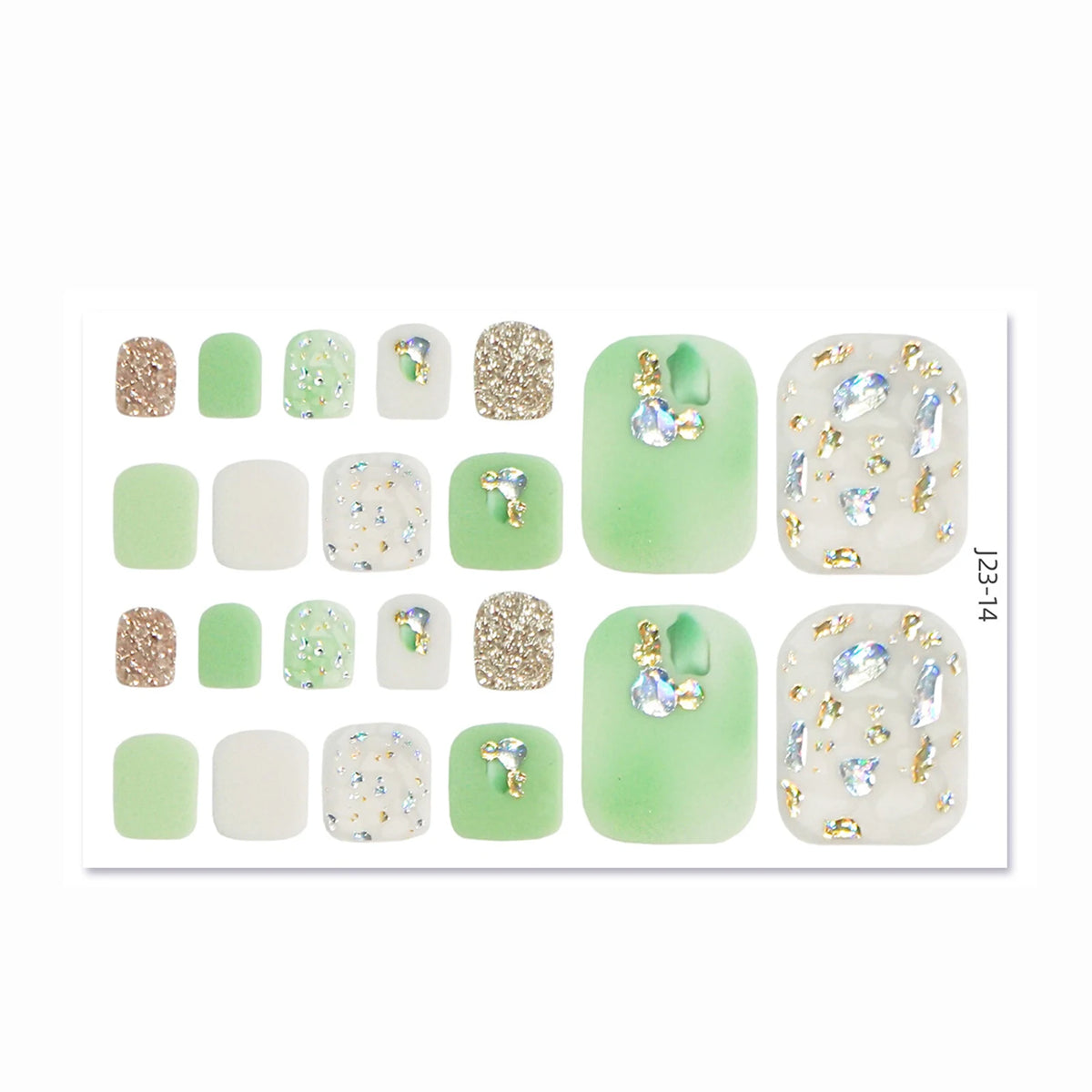 Glitter Toe Nail Stickers – 22-Tip Full Cover DIY Nail Art Decals