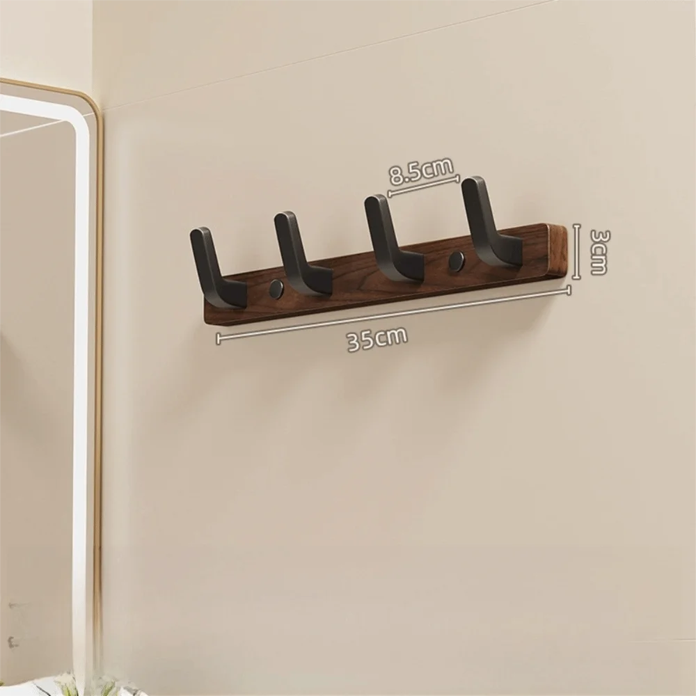 Wall Mounted Walnut Wood Clothes Hook – No Drill Entryway Organizer