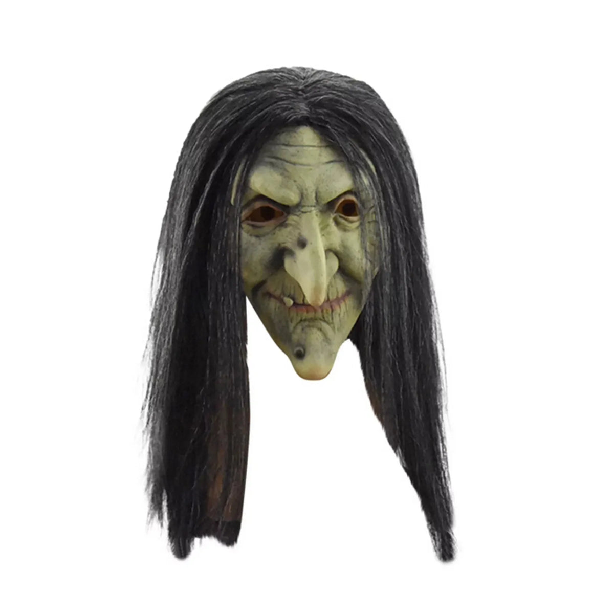 Scary Witch Latex Mask with Hair | Halloween Costume Prop