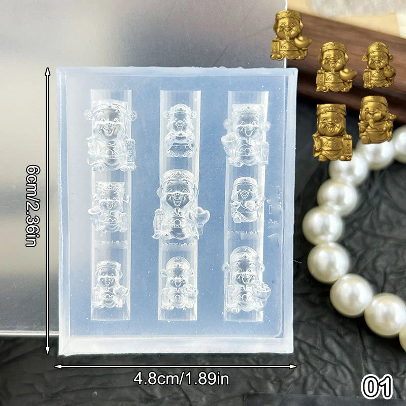 3D Silicone Nail Art Mold – Lotus Lantern Goldfish Carving Stencil