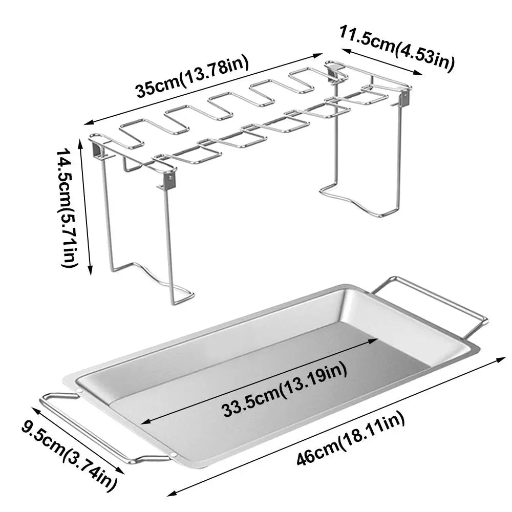 Stainless Steel Foldable Chicken Leg BBQ Grill Roasting Rack