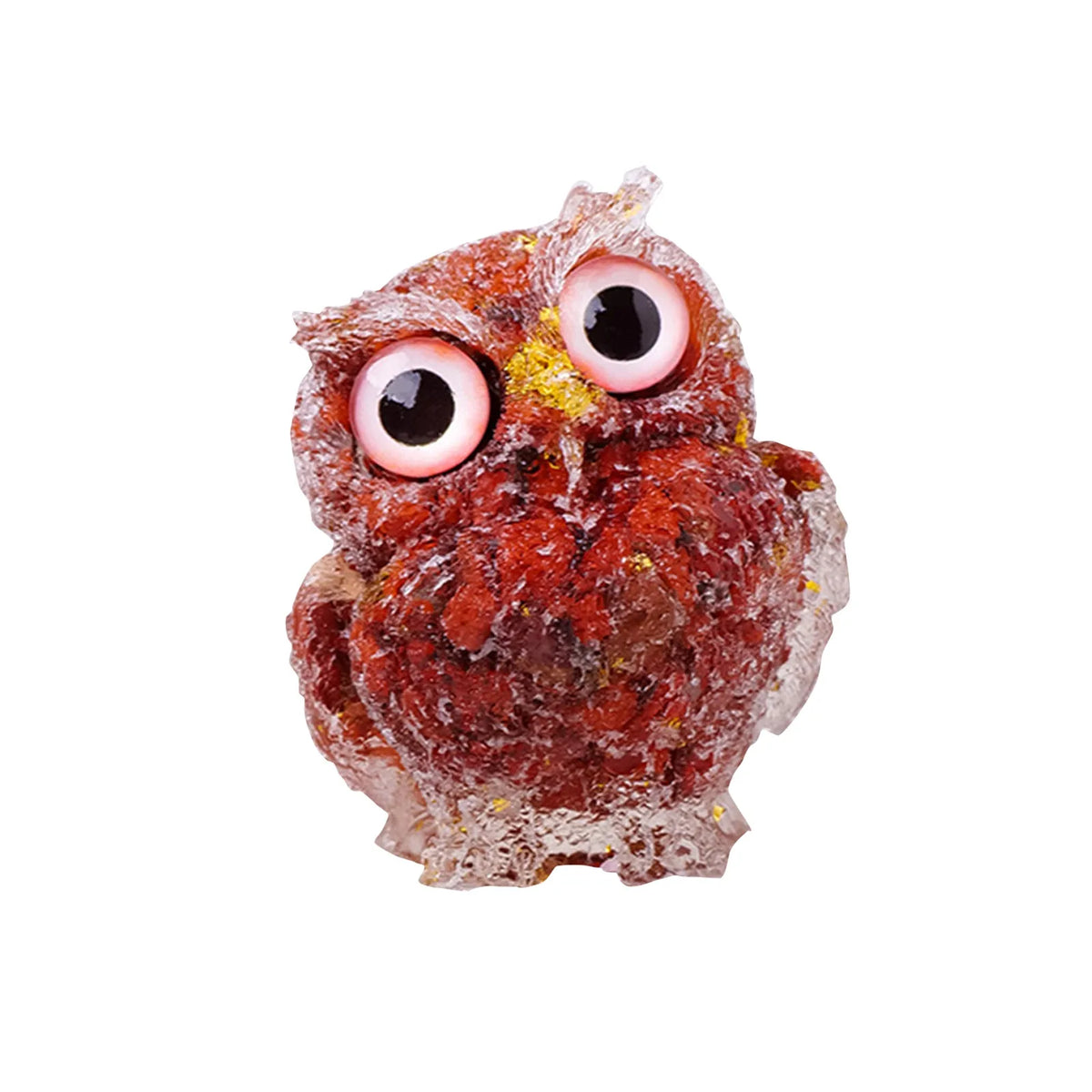 Crystal Owl Figurine – Amethyst & Rose Quartz Resin Ornament