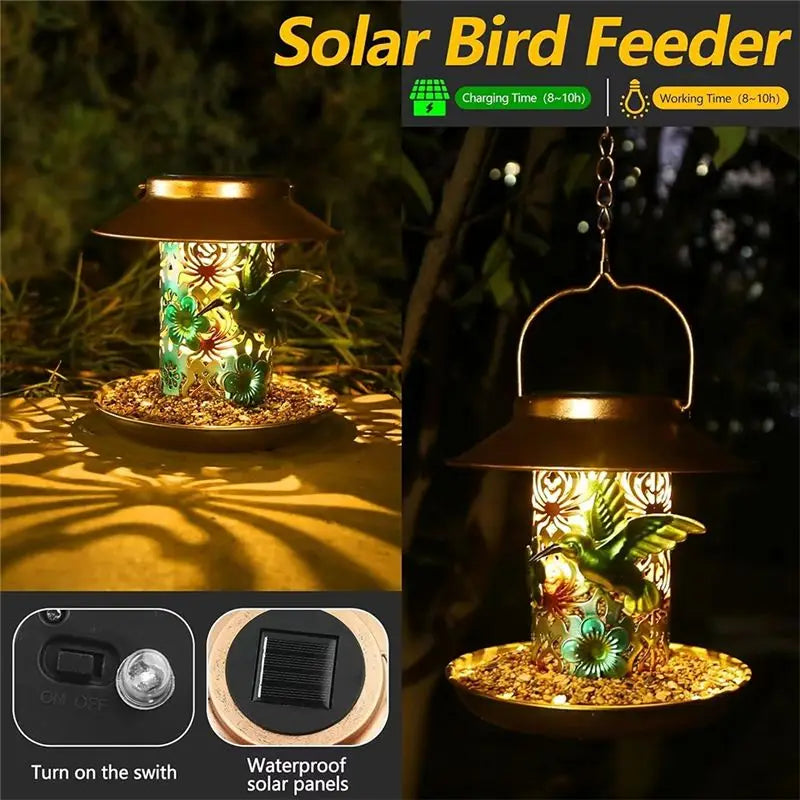 Solar Bird Feeder Hanging Lantern – Outdoor Garden Décor