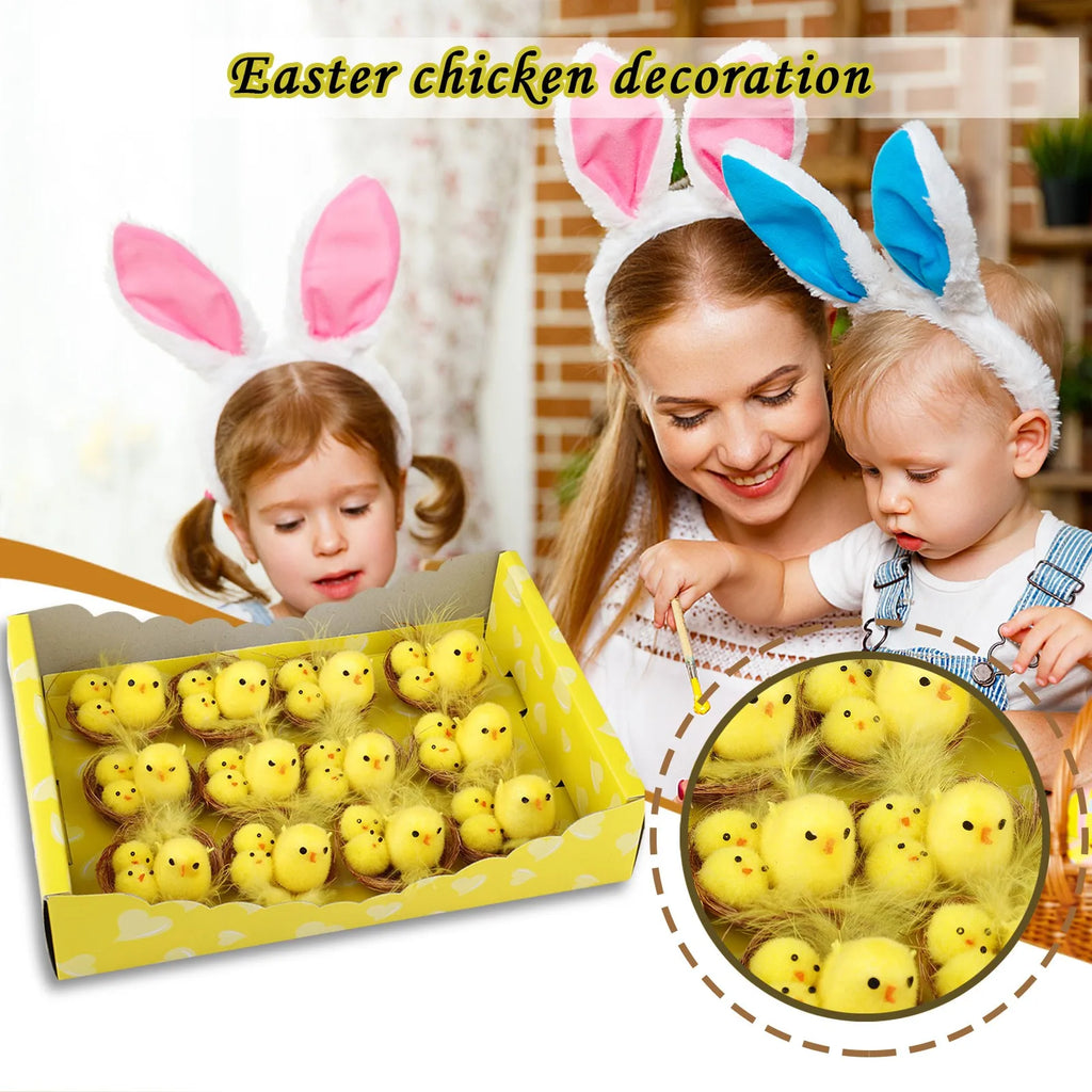 12-Pack Mini Easter Chick Decorations – Cute Spring Gift Box