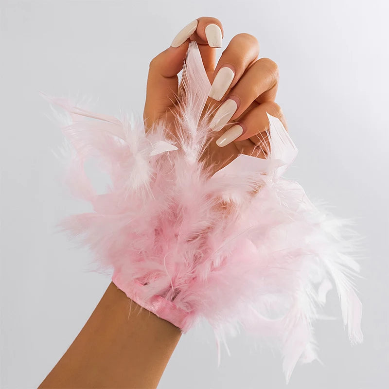 Colorful Feather Cuff Wristband – Nail Art Manicure Photo Prop