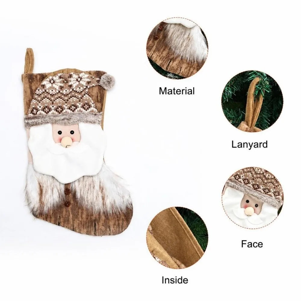 Cartoon Christmas Stockings – Santa, Snowman & Deer Gift Bags