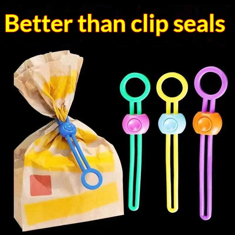 Reusable Food Bag Sealing Ties – Adjustable Snack Bag Clips