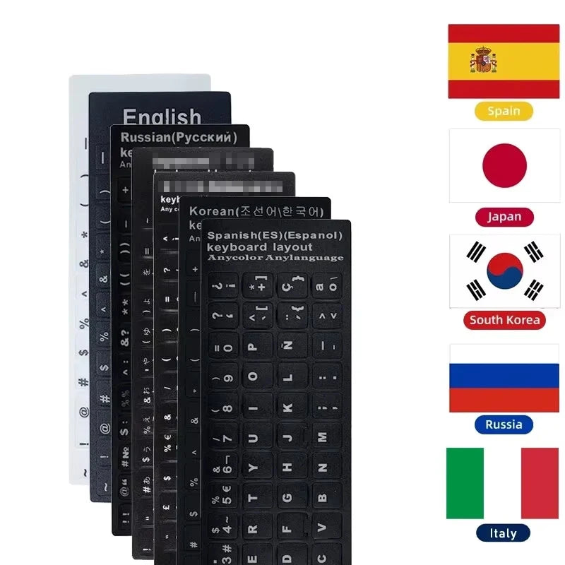Multilingual Keyboard Stickers – English Spanish Italian Korean