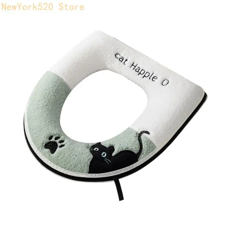 Warm Flannel Toilet Seat Cushion – Plush Non-Slip Cover Pad