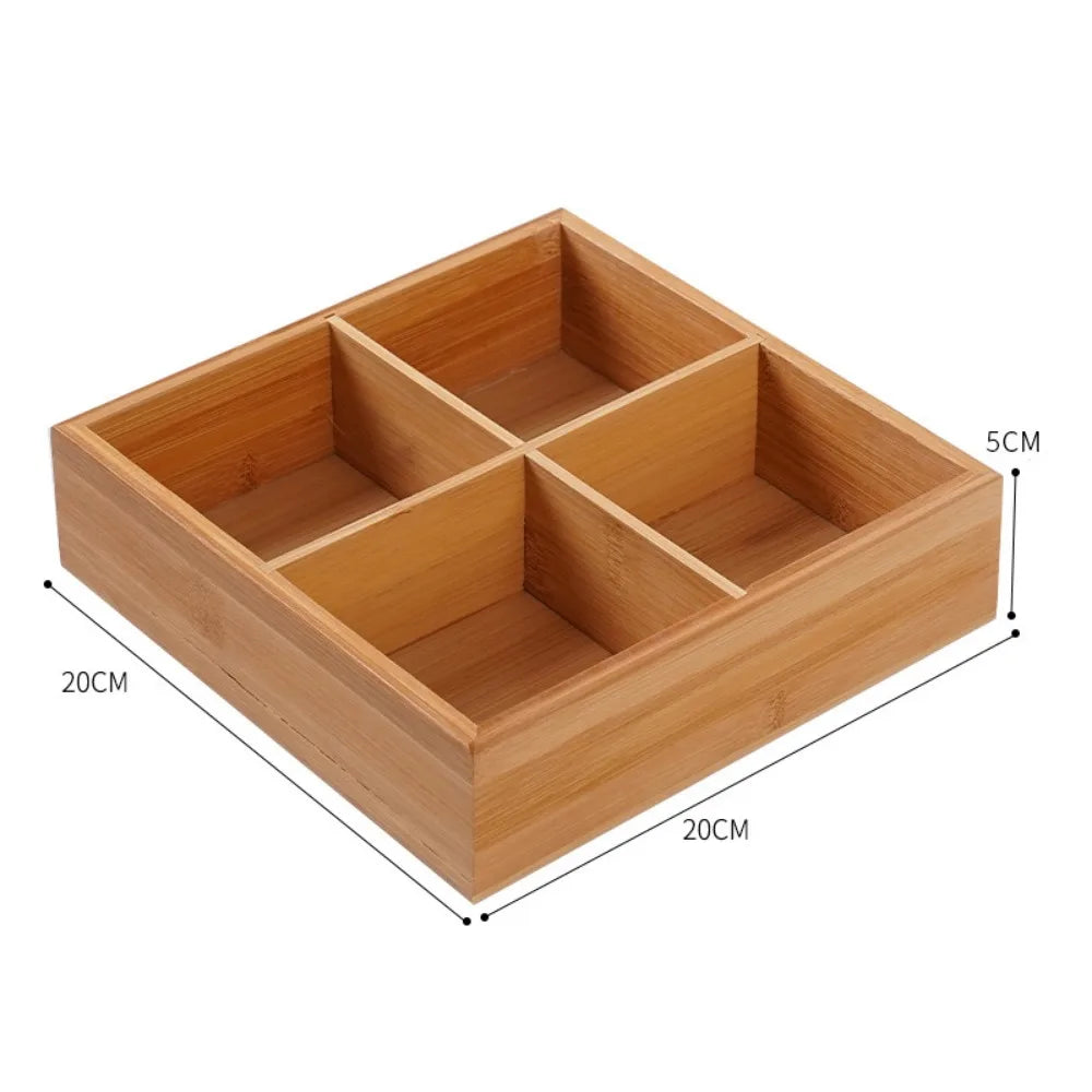 Wood Multi-Grid Desktop Organizer & Succulent Flowerpot Tray