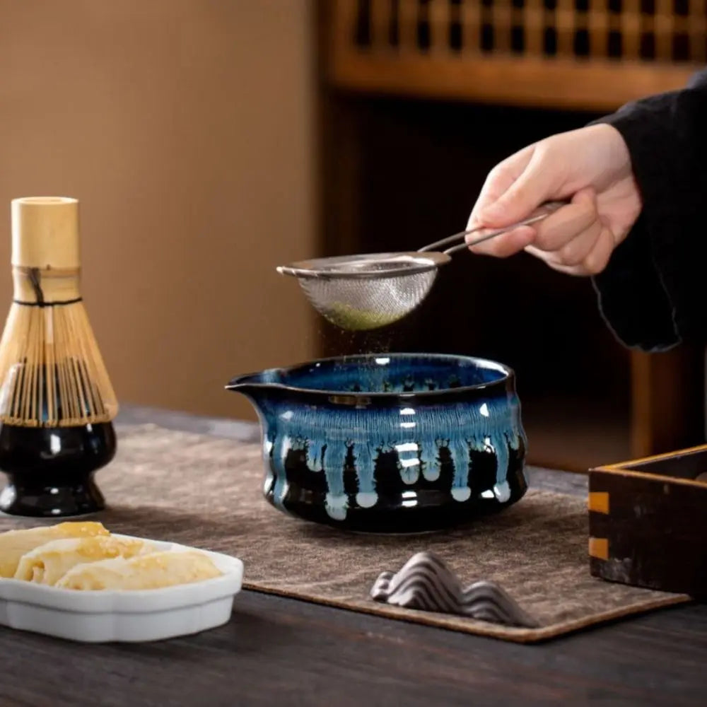 Japanese Matcha Tea Set – Ceramic Bowl & Bamboo Whisk Kit