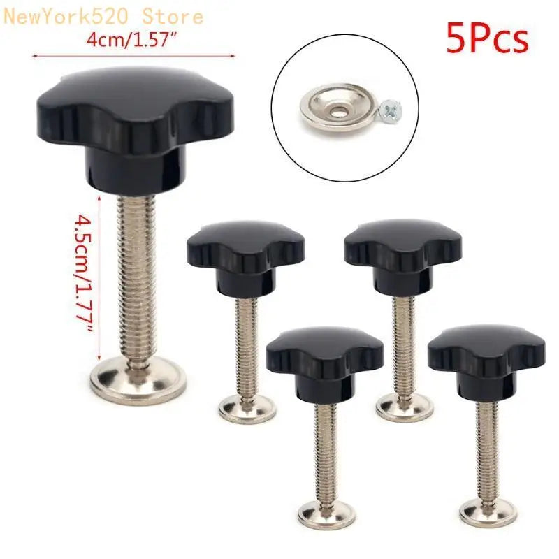 5-Pack Star Knob Clamping Screws M8 M10 Male Thread Wing Nut