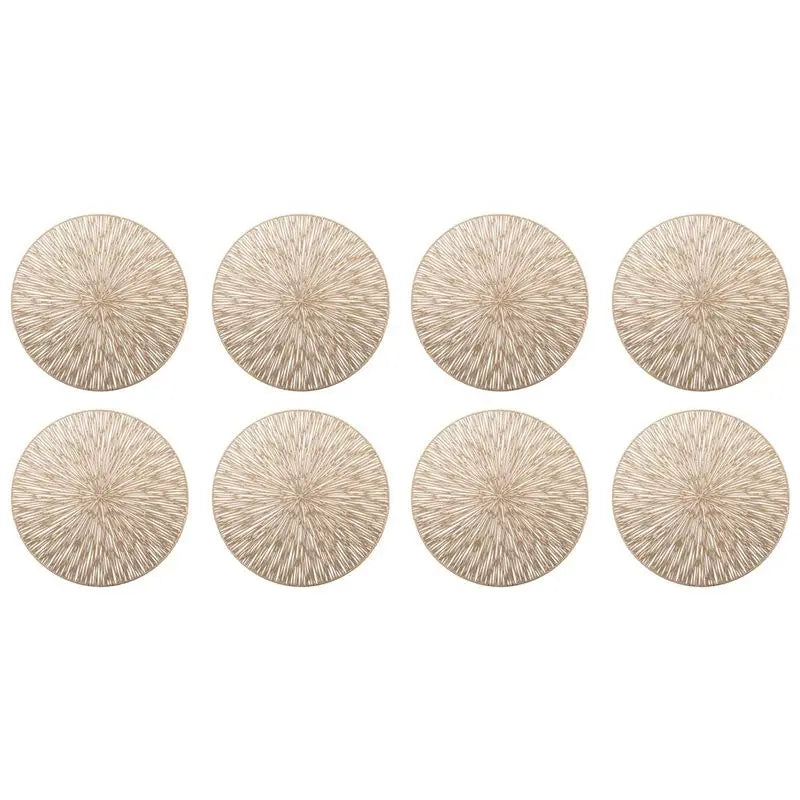 8-Pack Golden Round Hollow PVC Placemats – Decorative Table Mats