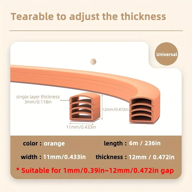 6M Silicone Sealing Strip – Soundproof & Thermal Insulation