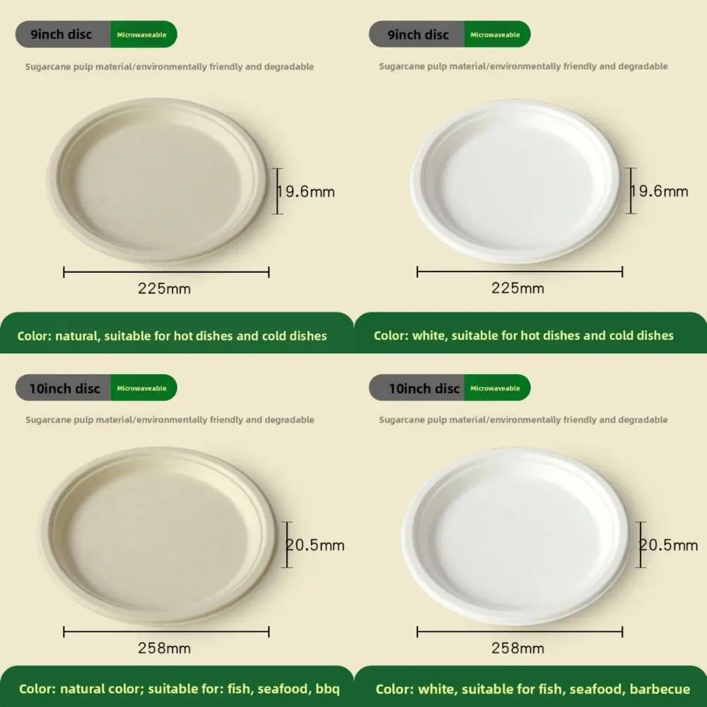 50-Pack Disposable Round Paper Plates – Oil Resistant, Eco-Friendly