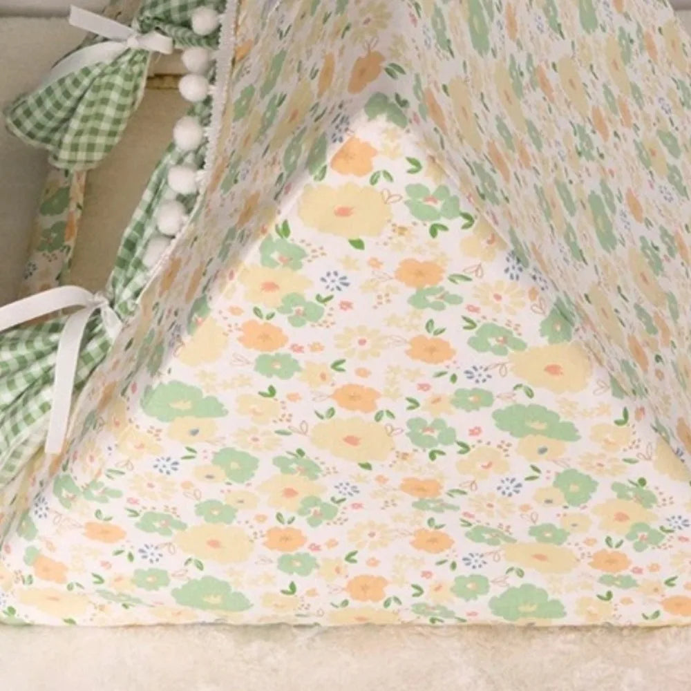 Cotton Rabbit Nest Villa Floral Sleeping Tent with Curtains