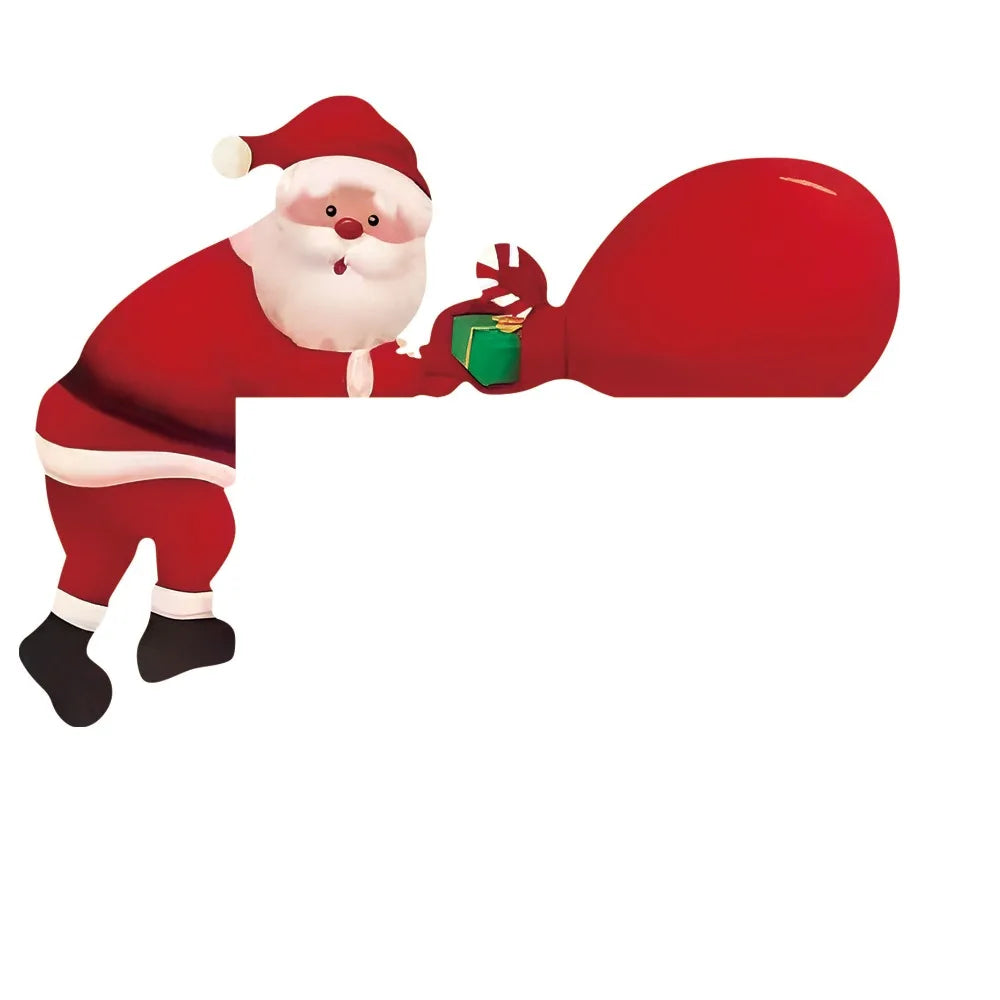 Wooden Christmas Corner Sign – Elk Snowman Santa Door Decor
