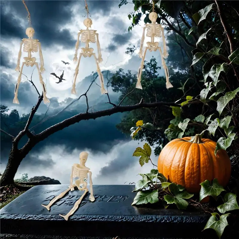 12 Pack Mini Skeleton Figurines Halloween Party Décor Set