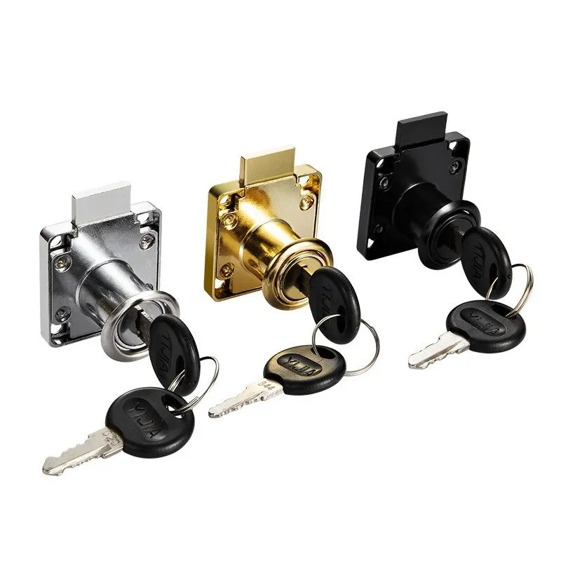 Zinc Alloy Cam Drawer Lock with 2 Keys – 3 Colors & 2 Sizes