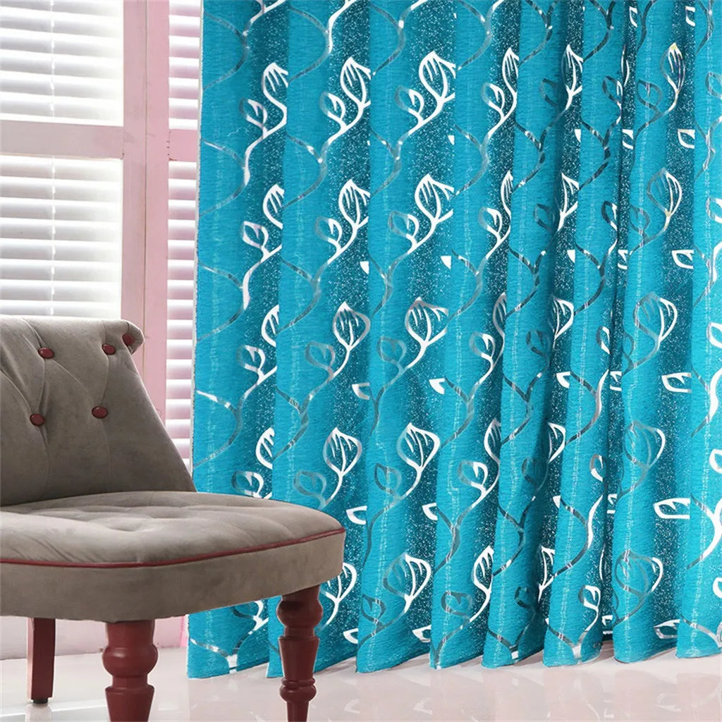 Vines Leaves Sheer Tulle Curtain Panel 100x130cm Polyester