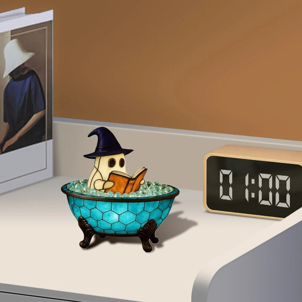 Cute Ghost Resin Bath Lamp – Color-Changing LED Figurine