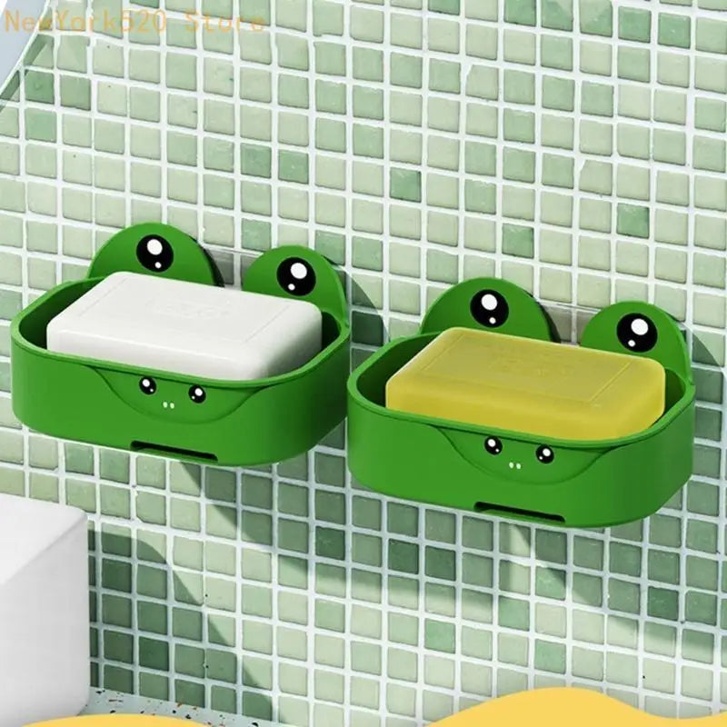 Frog Wall Mount Soap Dish Draining Tray 2-Pack | PP Plastic