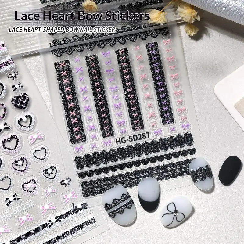 Bow Lace Self-Adhesive Nail Art Stickers – Sweet Heart Decals